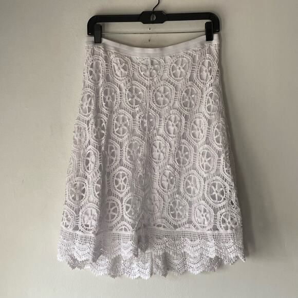 Vintage White Cotton Lined Crocheted Midi Skirt SZ PM Y2K Peasant Cottage‎ Boho - Picture 1 of 9